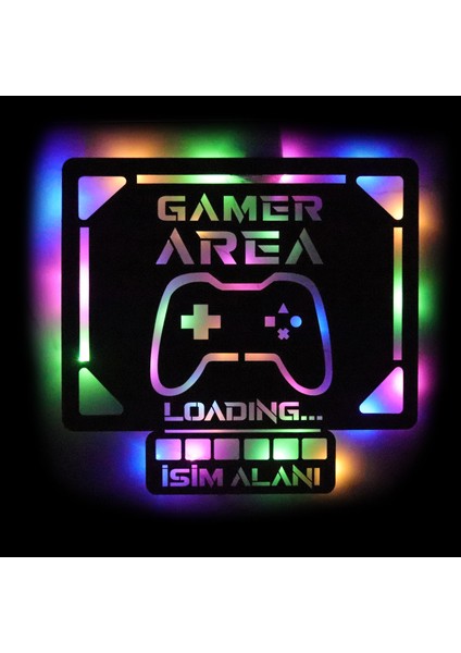 LED Işıklı Kişiselleştirilebilir Tablo Gamer Area Dekoratif Gece Lambası