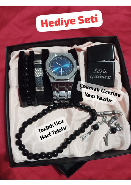 Özel Kutulu Hediyelik Erkek Kombin Saat Seti Eşinize Sevgilinize Hediye Seti - 6051