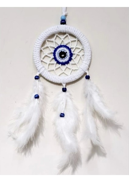 Zincir Örgülü 12 Santimetre Çapında Kuş Tüylü Duvar Süsü