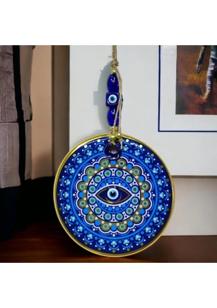 Yaldızlı Nazar Boncuklu Mavi Pembe Renkli Duvar Süsü Cam Duvar Dekoru fiyatları