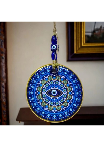 Yaldızlı Nazar Boncuklu Mavi Pembe Renkli Duvar Süsü Cam Duvar Dekoru indirimleri