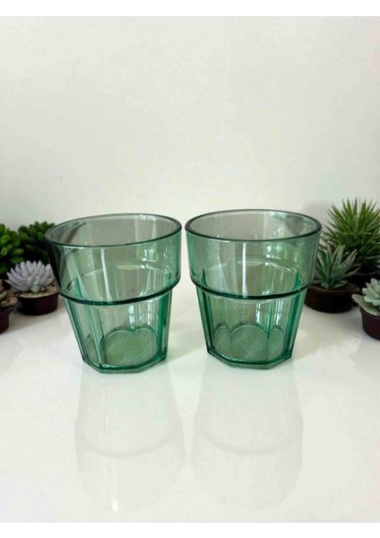 2 Adet 250 ml ,kırılmaz Polikarbon Plastik ,su Yeşili Casablanca Bardak