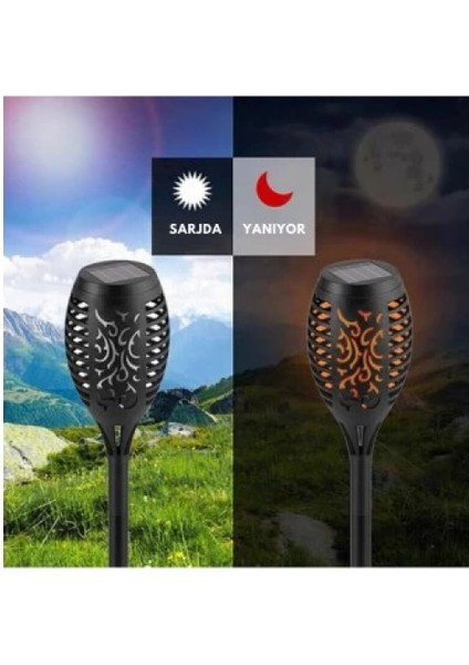 Solar Alev Efektli Bahçe Lambası modelleri