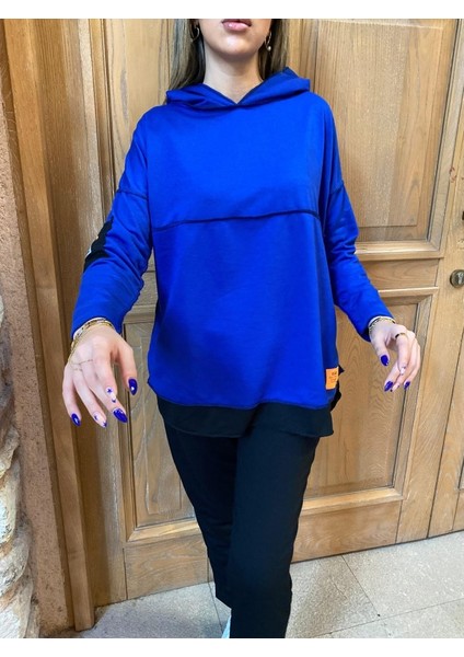 Runiquehome Kadın Kapşonlu Etek Ucu Detay Armalı Ters Dikiş Gorunumlu Ikili Takım indirimleri