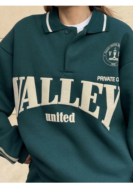 Runiquehome Üç Iplik Yakalı Sweat Baggy Pantalonlu Takım - Yeşil