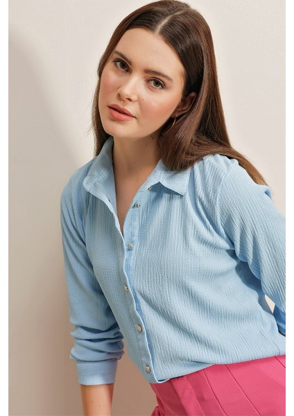 Runiquehome 20160 Örme Gömlek - Mavi fırsatları