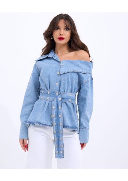 Runiquehome 7308 Kot Gömlek-Mavi