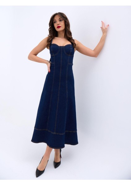 Runiquehome 7090 Kot Elbise-Mavi