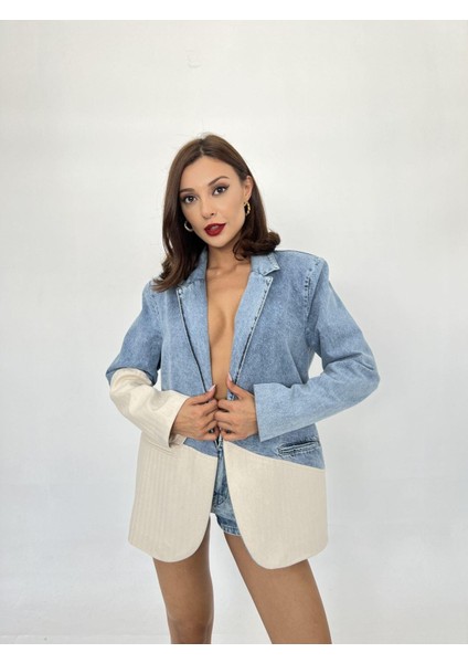 Runiquehome 6920 Kot Ceket-Mavi