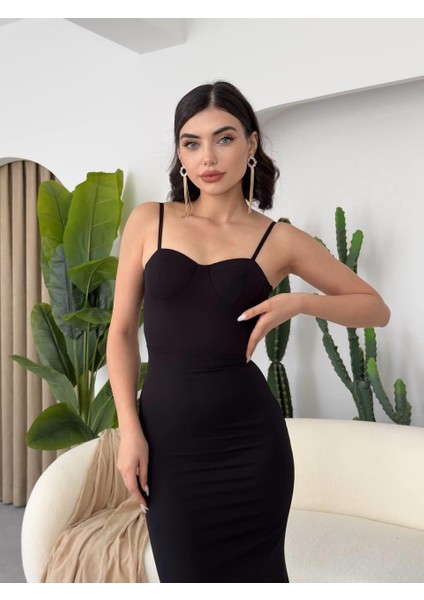 Runiquehome Dominic Eteği Büzgülü Midi Boy Elbise