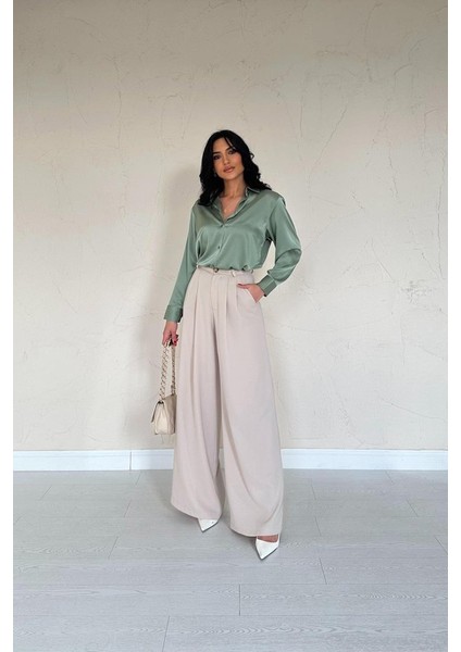 Runiquehome Mint Saten Gömlek modelleri