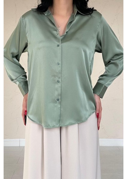 Runiquehome Mint Saten Gömlek