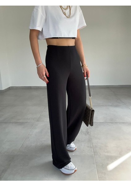 Runiquehome Kadın Krep Kumaş Gipe Detay Palazzo Pantolon fiyatları