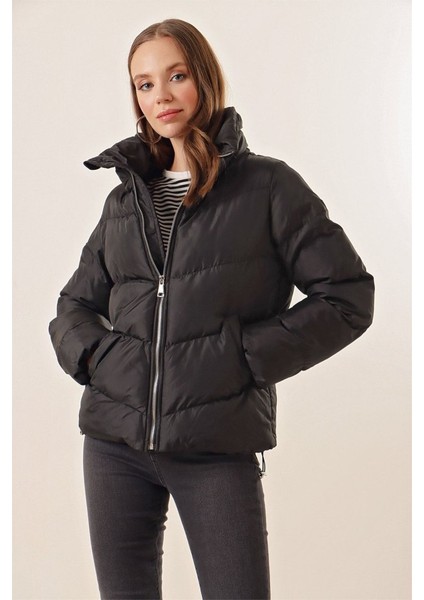 Runiquehome 5124 Siyah Dik Yaka Şişme Mont indirimleri