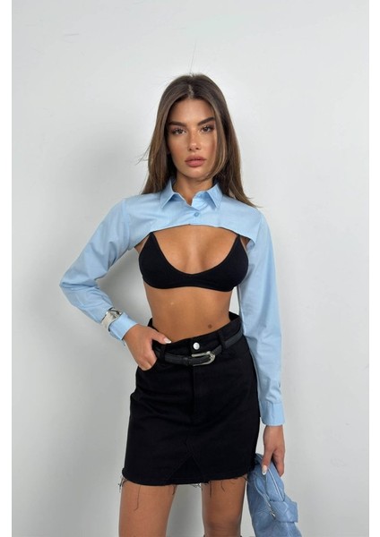 Runiquehome Oval Kesim Crop Gömlek