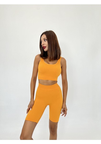 Runiquehome 2500 Sporcu Şort Tayt-Turuncu
