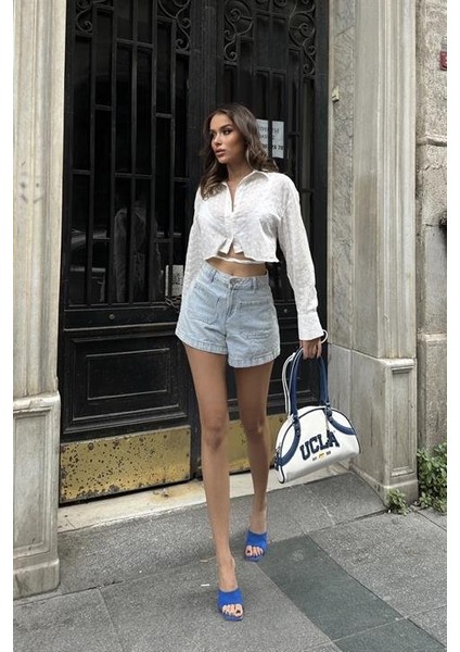 Runiquehome Kristen Sırt Dekolte Crop Gömlek 3253-08 fırsatları