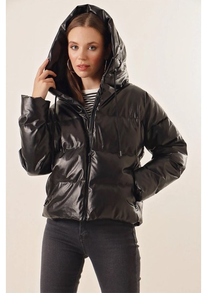 Runiquehome 5114 Oversize Deri Mont - Siyah