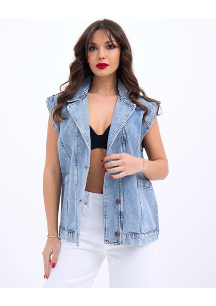 Runiquehome 5751 Kot Yelek-Mavi