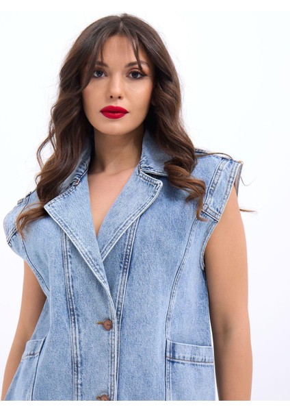 Runiquehome 5751 Kot Yelek-Mavi