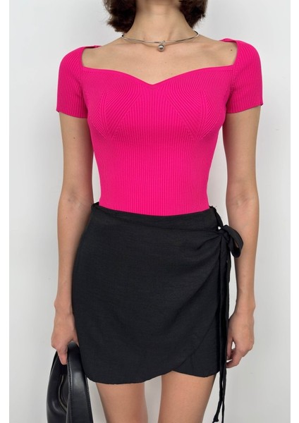 Runiquehome Kare Yaka Triko Bluz modelleri