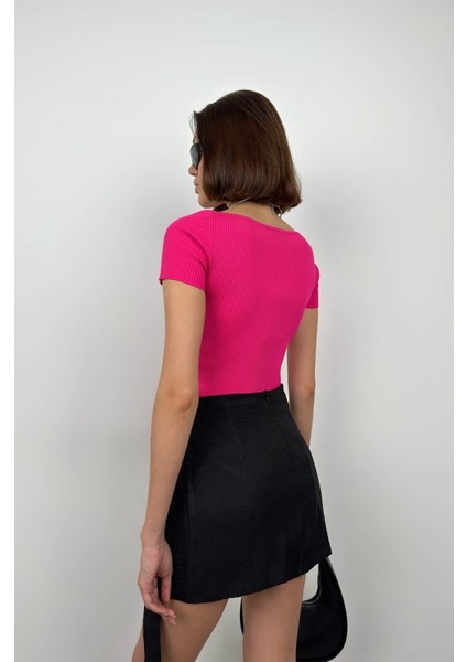 Runiquehome Kare Yaka Triko Bluz