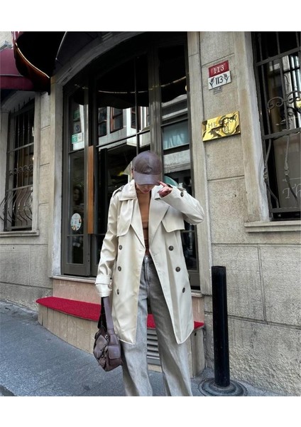 Runiquehome Trench Kısa Şanel Boy - Ekru modelleri