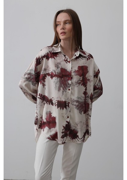 Runiquehome Baskılı Gömlek - Bordo fiyatları