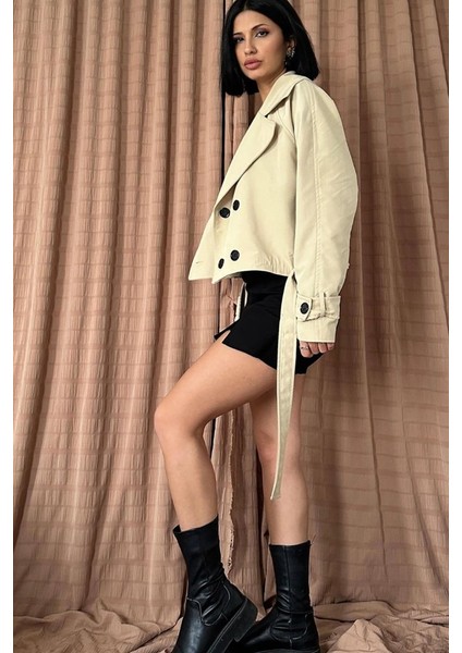 Runiquehome Vizon Kemerli Kısa Trech Ceket fiyatları