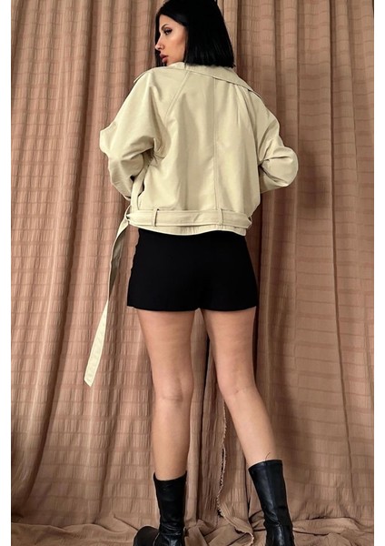 Runiquehome Vizon Kemerli Kısa Trech Ceket modelleri