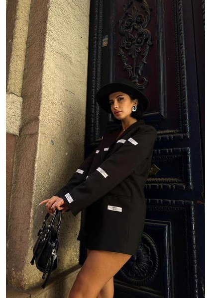 Runiquehome Siyah Etiket Detaylı Ceket modelleri