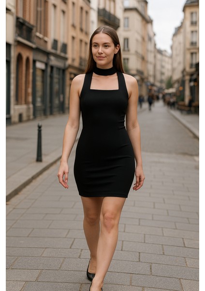 Runiquehome Kadın Kare Yaka Kolsuz Sandy Kumaş Fırsat Ürün Diz Üstü Elbise fiyatları