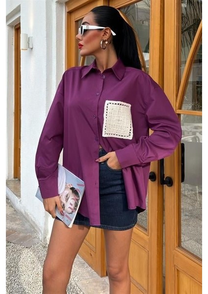 Runiquehome Süzine Cepli Arkası Yırtmaçlı Oversize Gömlek 3420