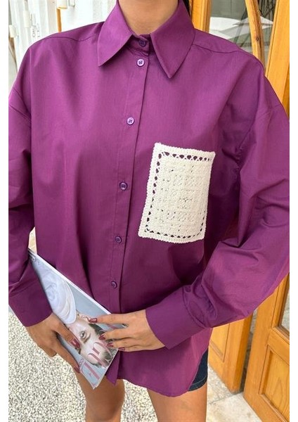 Runiquehome Süzine Cepli Arkası Yırtmaçlı Oversize Gömlek 3420