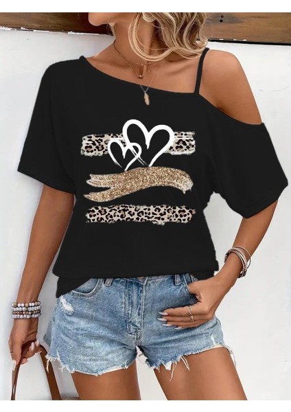 Runiquehome Kadın Tek Omuzu Açık Ip Askılı Baskılı Viskon Bluz fiyatları