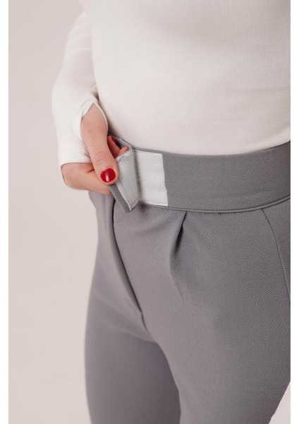 Runiquehome Cırt Kapama Detaylı Gri Pantolon