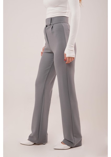Runiquehome Cırt Kapama Detaylı Gri Pantolon