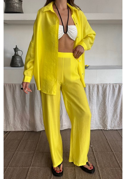 Runiquehome Gömlek - Pantolon Takım - Sarı fiyatları