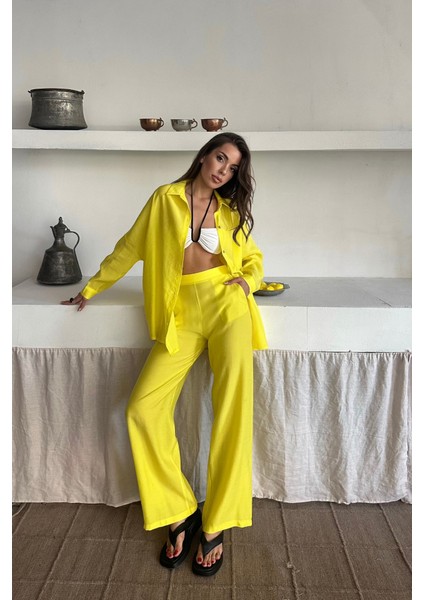 Runiquehome Gömlek - Pantolon Takım - Sarı modelleri