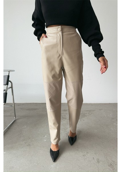 Runiquehome Deri Pantolon Diz Parçalı - Taş fırsatları