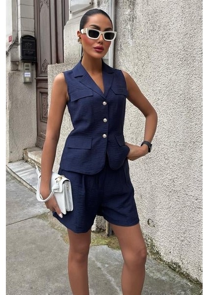 Runiquehome Yelek Şort Viscon Takım 10156-17