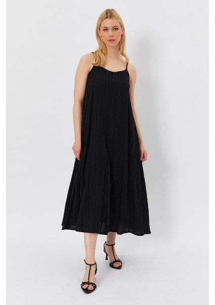 Runiquehome Askılı Uzun Çan Elbise - Siyah fiyatları