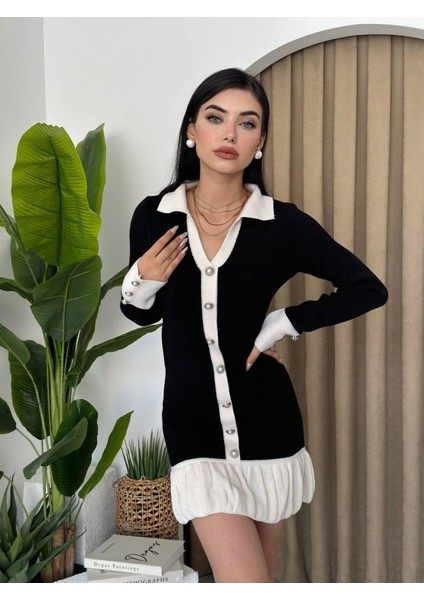 Runiquehome Bochum Inci Düğmeli Mini Elbise