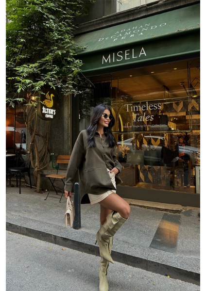 Runiquehome Süet Gömlek - Haki fiyatları