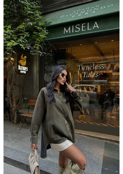 Runiquehome Süet Gömlek - Haki