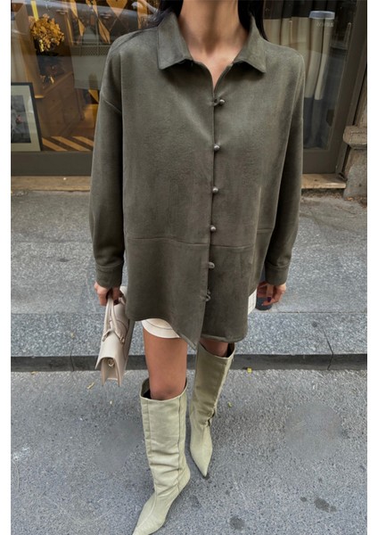 Runiquehome Süet Gömlek - Haki