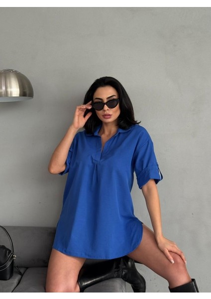 Runiquehome Yırtmaç Detaylı Tunik Gömlek