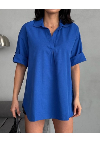 Runiquehome Yırtmaç Detaylı Tunik Gömlek modelleri