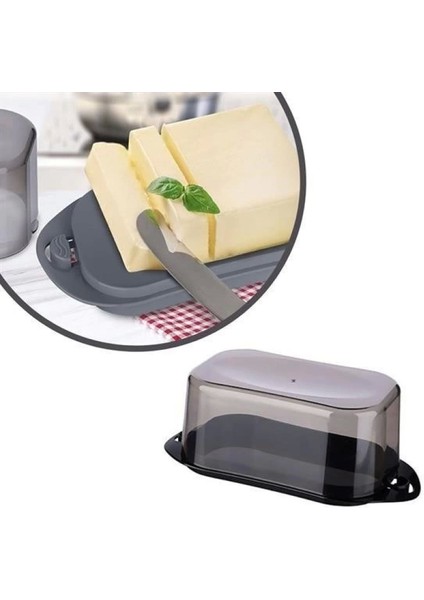 Kilitli Plastik Kapaklı Kahvaltılık Tereyağlık Peynirlik Erzak Saklama Kabı AP-9428