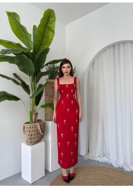 Runiquehome Ners Taş Detaylı Elbise